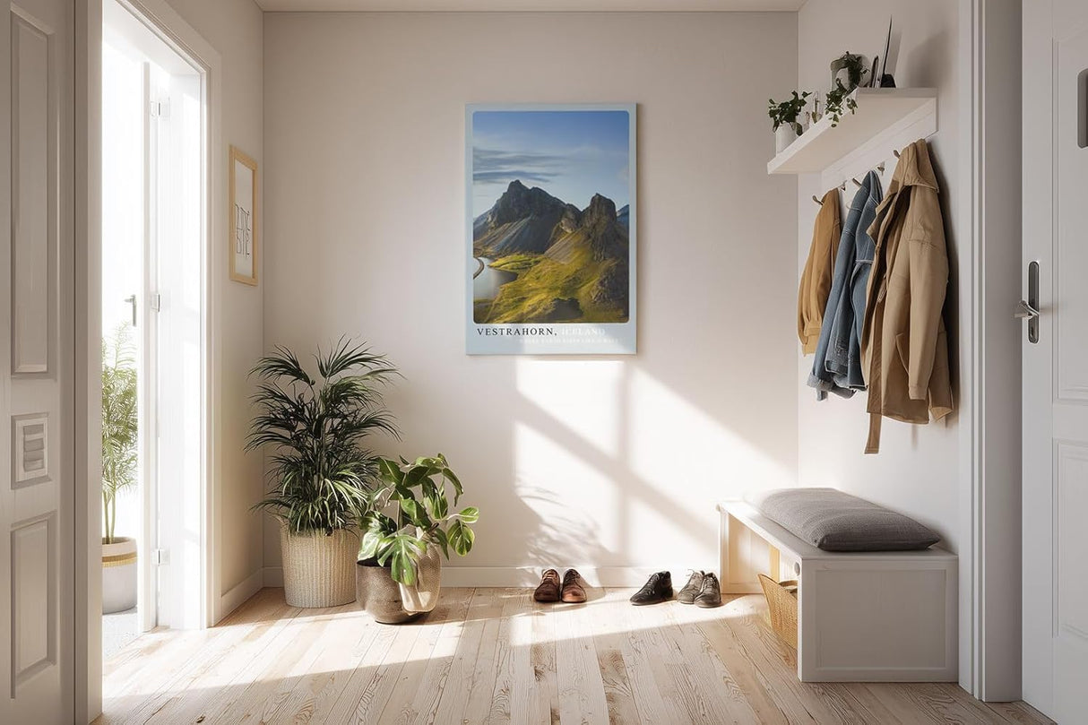 Paul Sinus Kunstdruck 40x60cm Vestrahorn Island mit dramatischer Felsformation und Lichtspiel