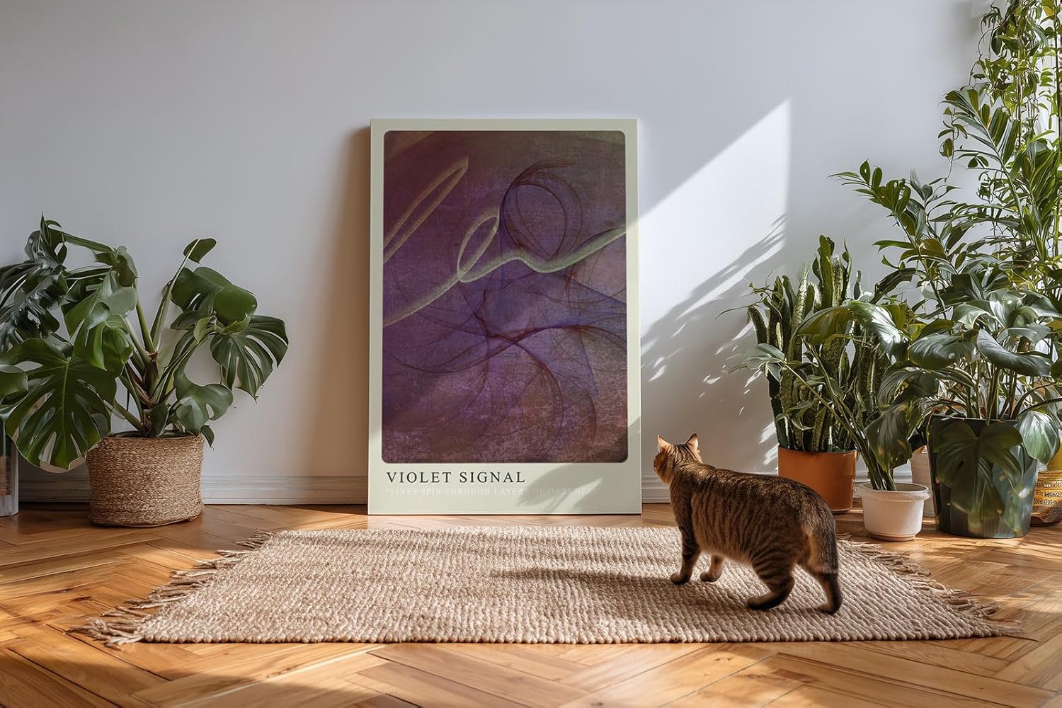 Paul Sinus Kunstdruck 40x60cm Violet Signal Violett Dunkel Linien Licht Energie Bewegung