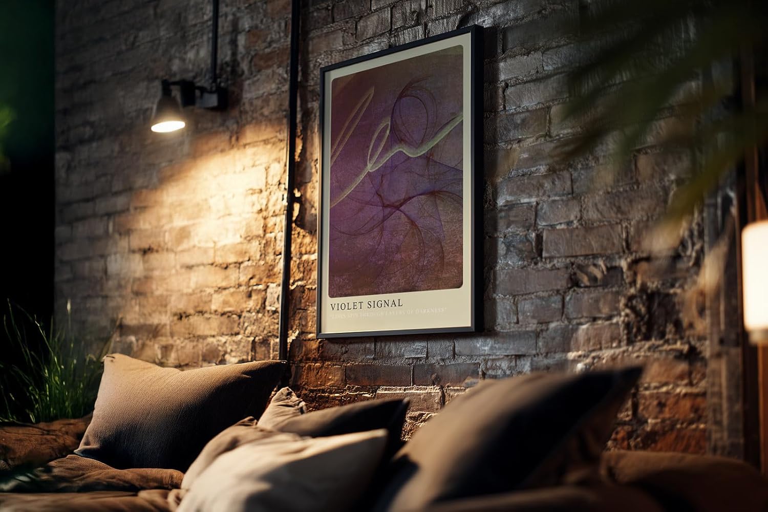 Paul Sinus Kunstdruck 40x60cm Violet Signal Violett Dunkel Linien Licht Energie Bewegung