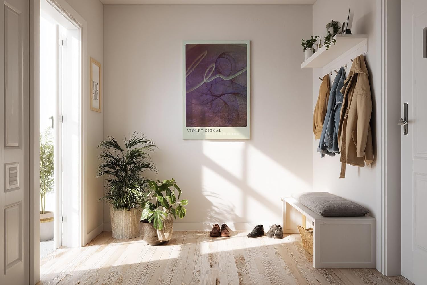 Paul Sinus Kunstdruck 40x60cm Violet Signal Violett Dunkel Linien Licht Energie Bewegung