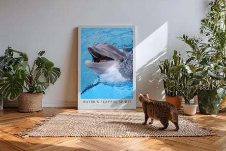 Paul Sinus Kunstdruck 40x60cm Water's Playful Spirit – Fröhlicher Delfin im klaren Wasser in lebendiger Nahaufnahme