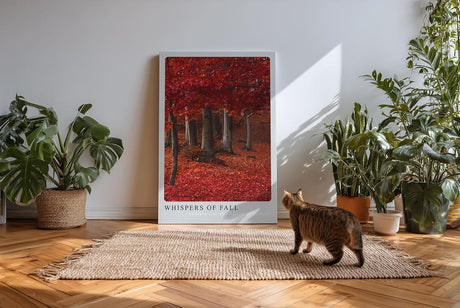 Paul Sinus Kunstdruck 40x60cm Whispers of Fall mit rotem Herbstwald und Laubteppich