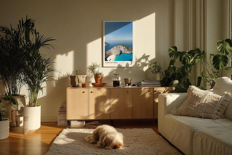 Paul Sinus Kunstdruck 40x60cm Zakynthos Griechenland Strand Meer Aussicht Urlaub Blau