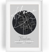 Paul Sinus personalisierter Bilderrahmen mit deinen GPS Koordinaten und Namen. 30cm x 42cm Holz Wechselrahmen mit Glas und Passepartout. Individueller Stadtplan. (ohne Rahmen)