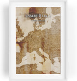 Paul Sinus personalisierter Bilderrahmen mit deinen GPS Koordinaten und Namen. 30cm x 42cm Holz Wechselrahmen mit Glas und Passepartout. Landkarte Heimat. (ohne Rahmen)