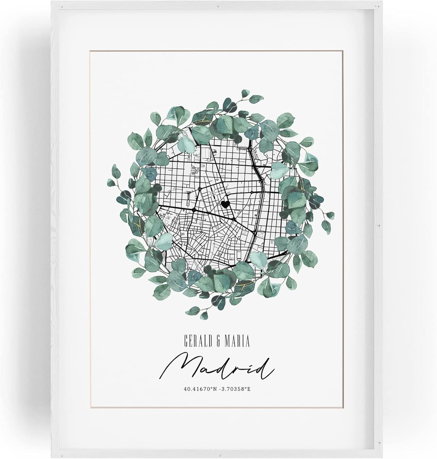 Paul Sinus personalisierter und individueller Bilderrahmen mit deinen GPS Koordinaten und Namen. 30cm x 42cm Holz Wechselrahmen mit Glas und Passepartout. Einzigartiges Geschenk. (ohne Rahmen)