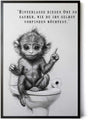 Paul Sinus Poster/Leinwandbild/Rahmenoption – Belehrender Affe „Hinterlasse diesen Ort sauber…“ – Lustige WC-Deko für dein Badezimmer