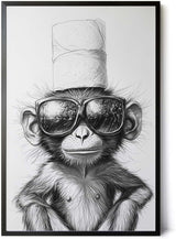 Paul Sinus Poster/Leinwandbild/Rahmenoption – Cooler Affe mit Klopapierhut – Witzige WC-Deko für dein Badezimmer
