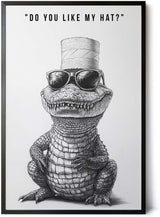 Paul Sinus Poster/Leinwandbild/Rahmenoption – Cooles Krokodil mit Klopapierhut – Lustige WC-Deko für dein Badezimmer