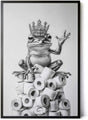 Paul Sinus Poster/Leinwandbild/Rahmenoption – Klopapier-König Frosch – Lustige WC-Deko für dein Badezimmer
