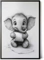 Paul Sinus Poster/Leinwandbild/Rahmenoption – Lustiger Elefant mit Klopapier – Witzige WC-Deko für dein Badezimmer