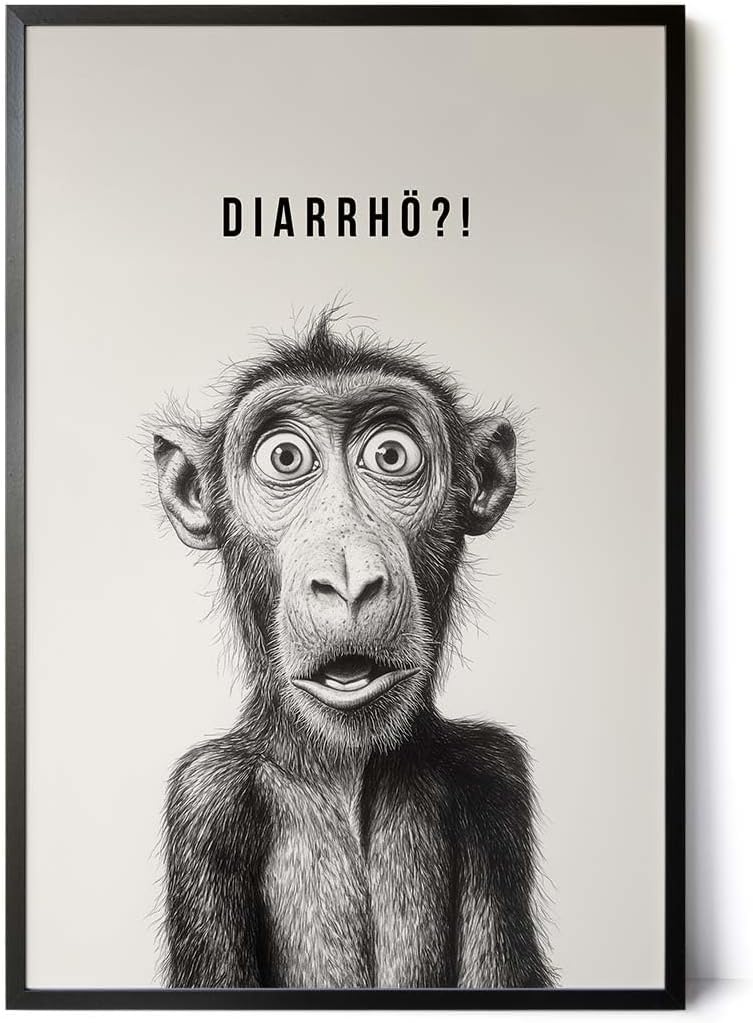 Paul Sinus Poster/Leinwandbild/Rahmenoption Lustiges Affenbild – Witzige Klo-Deko fürs Gäste-WC – Perfekt für Humorvolle