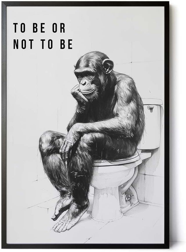 Paul Sinus Poster/Leinwandbild/Rahmenoption Lustiges Affenbild – Witzige Klo-Deko fürs Gäste-WC – Perfekt für Tiefsinnige