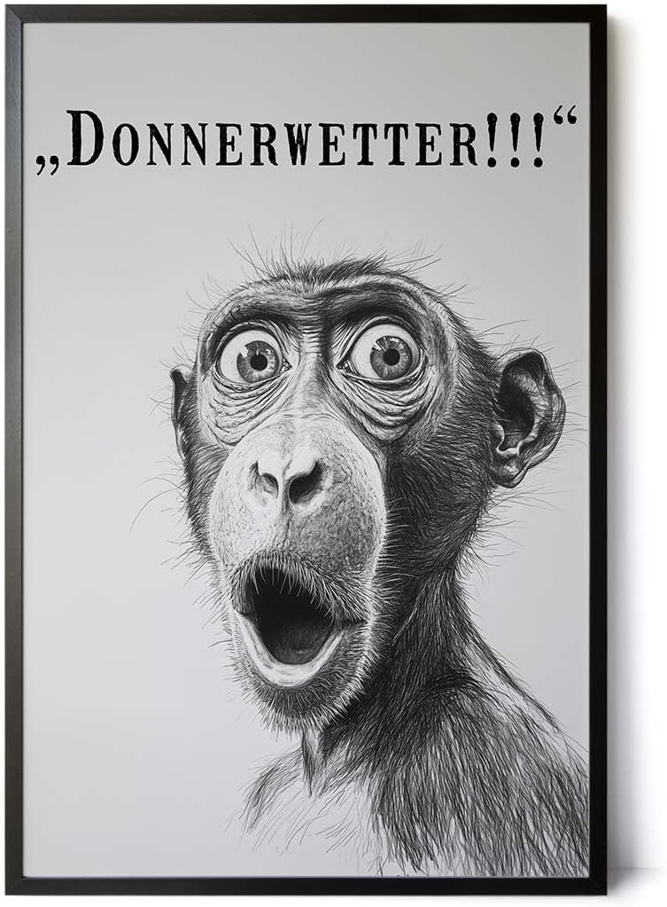 Paul Sinus Poster/Leinwandbild/Rahmenoption Lustiges Affenbild – Witzige Klo-Deko fürs Gäste-WC – Perfekt für Überraschungsmomente