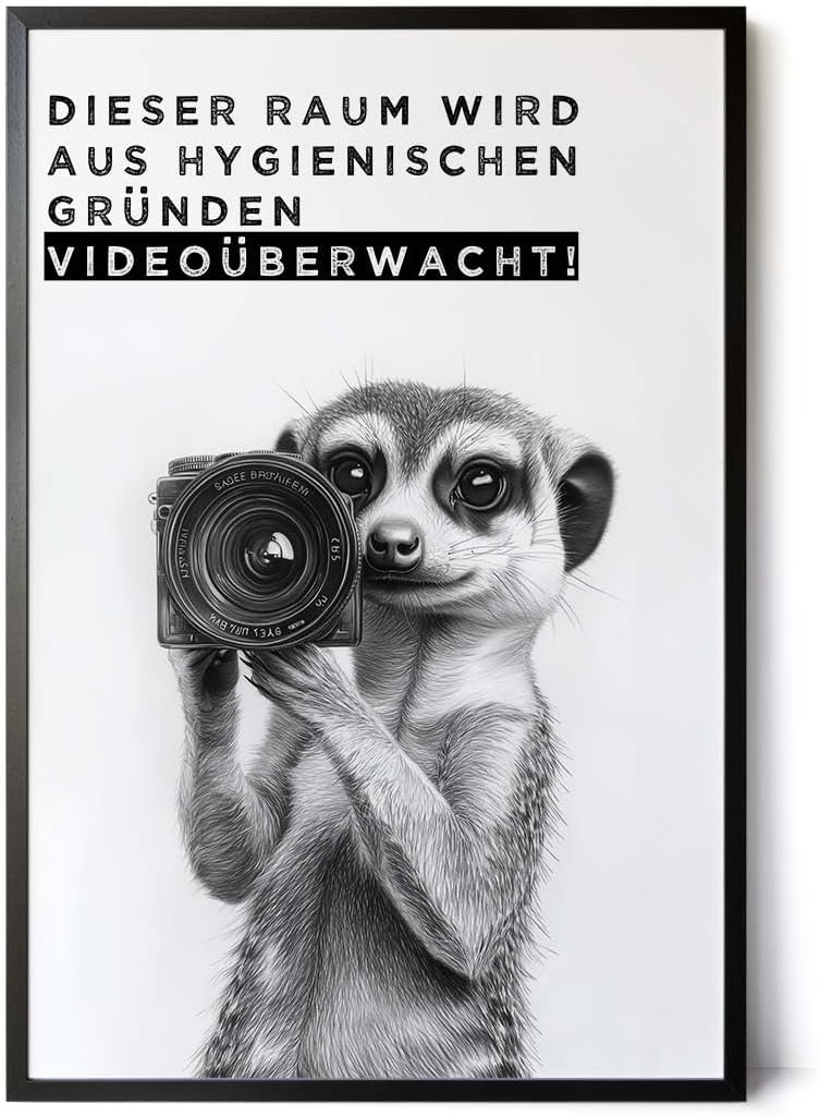 Paul Sinus Poster/Leinwandbild/Rahmenoption Lustiges Erdmännchenbild – Witzige Klo-Deko fürs Gäste-WC – Perfekt für Humorvolle