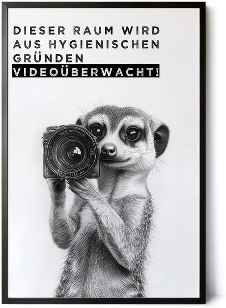 Paul Sinus Poster/Leinwandbild/Rahmenoption Lustiges Erdmännchenbild – Witzige Klo-Deko fürs Gäste-WC – Perfekt für Humorvolle