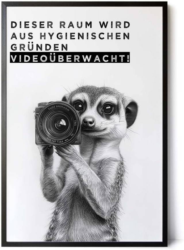Paul Sinus Poster/Leinwandbild/Rahmenoption Lustiges Erdmännchenbild – Witzige Klo-Deko fürs Gäste-WC – Perfekt für Humorvolle
