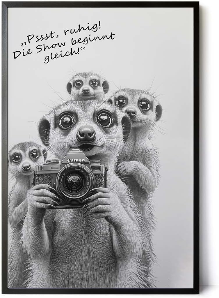 Paul Sinus Poster/Leinwandbild/Rahmenoption Lustiges Erdmännchenbild – Witzige Klo-Deko fürs Gäste-WC – Perfekt für Spaßvögel