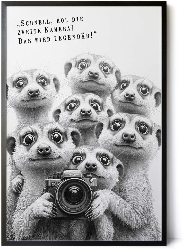 Paul Sinus Poster/Leinwandbild/Rahmenoption Lustiges Erdmännchenbild – Witzige Klo-Deko fürs Gäste-WC – Perfekt für Spaßvögel