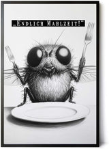 Paul Sinus Poster/Leinwandbild/Rahmenoption Lustiges Fliegenbild – Witzige Klo-Deko fürs Gäste-WC – Perfekt für Humorvolle