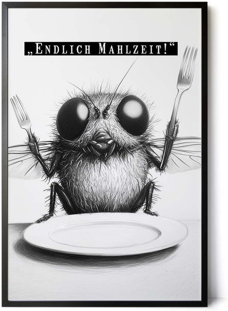 Paul Sinus Poster/Leinwandbild/Rahmenoption Lustiges Fliegenbild – Witzige Klo-Deko fürs Gäste-WC – Perfekt für Humorvolle