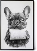 Paul Sinus Poster/Leinwandbild/Rahmenoption Lustiges Hundebild – Witzige Klo-Deko fürs Gäste-WC – Perfekt für Humorvolle