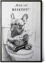 Paul Sinus Poster/Leinwandbild/Rahmenoption Lustiges Hundebild – Witzige Klo-Deko fürs Gäste-WC – Perfekt für Humorvolle