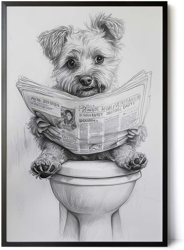 Paul Sinus Poster/Leinwandbild/Rahmenoption Lustiges Hundebild – Witzige Klo-Deko fürs Gäste-WC – Perfekt für Hundeliebhaber