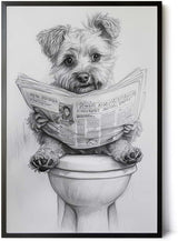 Paul Sinus Poster/Leinwandbild/Rahmenoption Lustiges Hundebild – Witzige Klo-Deko fürs Gäste-WC – Perfekt für Hundeliebhaber