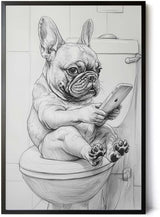 Paul Sinus Poster/Leinwandbild/Rahmenoption Lustiges Hundebild – Witzige Klo-Deko fürs Gäste-WC – Perfekt für Smartphone-Junkies