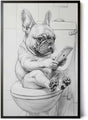 Paul Sinus Poster/Leinwandbild/Rahmenoption Lustiges Hundebild – Witzige Klo-Deko fürs Gäste-WC – Perfekt für Smartphone-Junkies