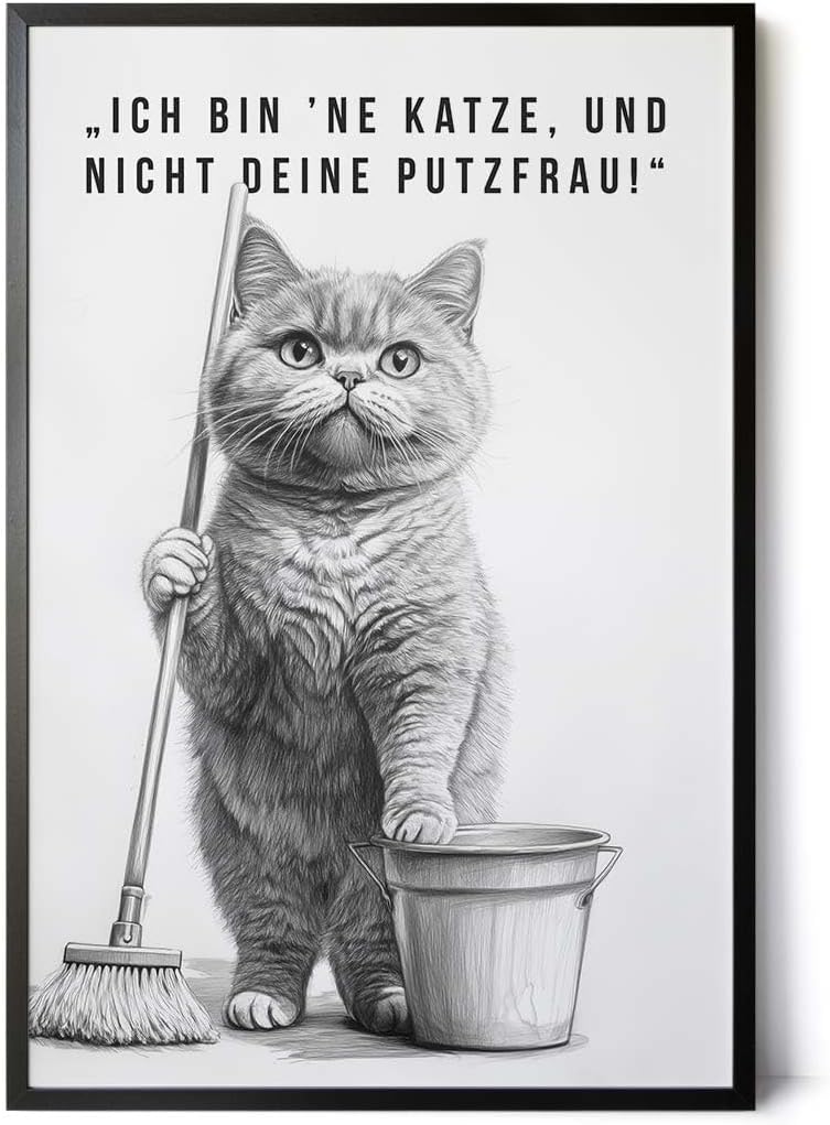 Paul Sinus Poster/Leinwandbild/Rahmenoption Lustiges Katzenbild – Freche Klo-Deko fürs Badezimmer – Perfekt für Gäste-WCs