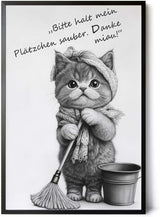 Paul Sinus Poster/Leinwandbild/Rahmenoption Lustiges Katzenbild – Niedliche Klo-Deko fürs Gäste-WC – Perfekt für Sauberkeitsfans
