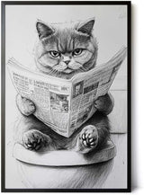 Paul Sinus Poster/Leinwandbild/Rahmenoption Lustiges Katzenbild – Witzige Klo-Deko für dein Badezimmer – Perfekt für Gäste-WCs