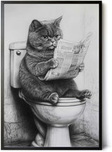 Paul Sinus Poster/Leinwandbild/Rahmenoption Lustiges Katzenbild – Witzige Klo-Deko für dein Gäste-WC – Perfekt für Humor-Fans