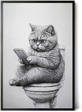 Paul Sinus Poster/Leinwandbild/Rahmenoption Lustiges Katzenbild – Witzige Klo-Deko fürs Badezimmer – Perfekt fürs Gäste-WC