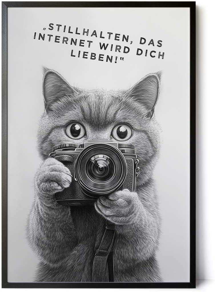 Paul Sinus Poster/Leinwandbild/Rahmenoption Lustiges Katzenbild – Witzige Klo-Deko fürs Badezimmer – Perfekt fürs Gäste-WC