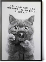 Paul Sinus Poster/Leinwandbild/Rahmenoption Lustiges Katzenbild – Witzige Klo-Deko fürs Badezimmer – Perfekt fürs Gäste-WC