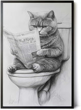 Paul Sinus Poster/Leinwandbild/Rahmenoption Lustiges Katzenbild – Witzige Klo-Deko fürs Badezimmer – Perfekt fürs Gäste-WC