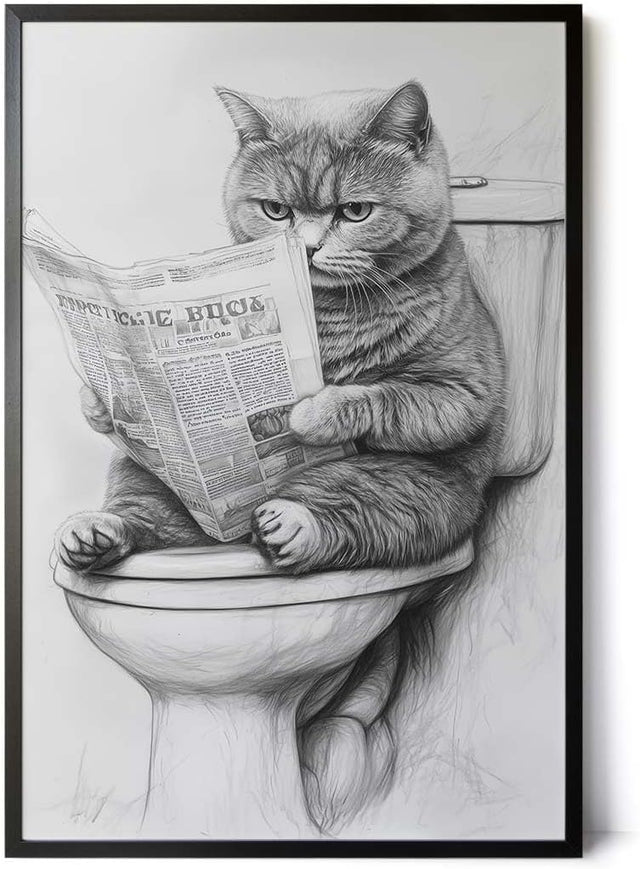 Paul Sinus Poster/Leinwandbild/Rahmenoption Lustiges Katzenbild – Witzige Klo-Deko fürs Badezimmer – Perfekt fürs Gäste-WC