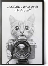 Paul Sinus Poster/Leinwandbild/Rahmenoption Lustiges Katzenbild – Witzige Klo-Deko fürs Gäste-WC – Perfekt für Social-Media-Fans