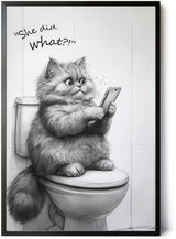 Paul Sinus Poster/Leinwandbild/Rahmenoption Lustiges Katzenbild – Witzige Klo-Deko fürs Gäste-WC – Perfekt für Social-Media-Fans