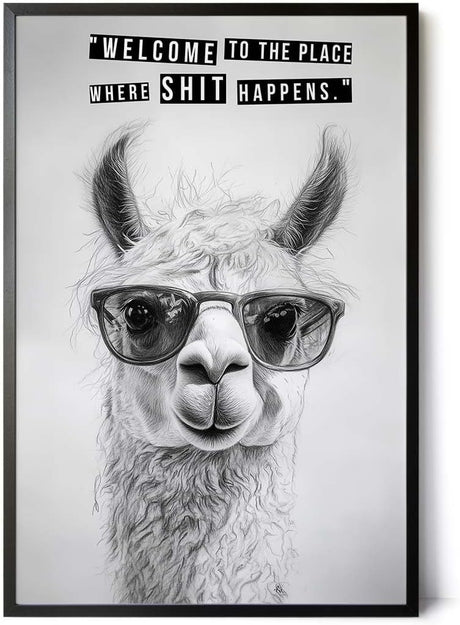 Paul Sinus Poster/Leinwandbild/Rahmenoption Lustiges Lamabild – Coole Klo-Deko fürs Gäste-WC – Perfekt für Humorvolle