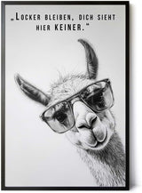 Paul Sinus Poster/Leinwandbild/Rahmenoption Lustiges Lamabild – Coole Klo-Deko fürs Gäste-WC – Perfekt für Humorvolle