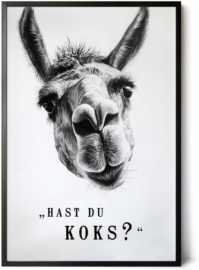 Paul Sinus Poster/Leinwandbild/Rahmenoption Lustiges Lamabild – Witzige Klo-Deko fürs Gäste-WC – Perfekt für Humorvolle