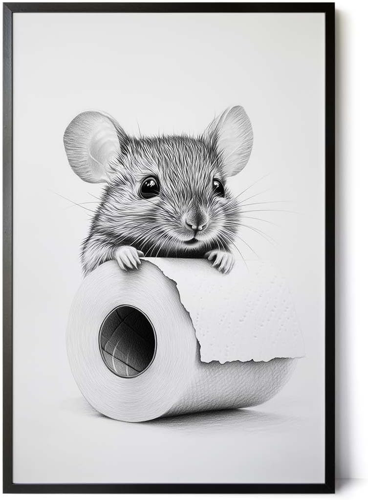 Paul Sinus Poster/Leinwandbild/Rahmenoption Lustiges Mausbild – Witzige Klo-Deko fürs Gäste-WC – Perfekt für Tierfreunde