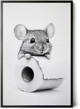 Paul Sinus Poster/Leinwandbild/Rahmenoption Lustiges Mausbild – Witzige Klo-Deko fürs Gäste-WC – Perfekt für Tierfreunde