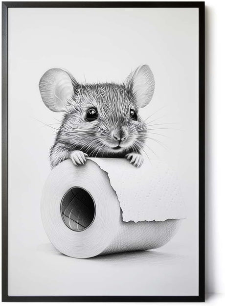 Paul Sinus Poster/Leinwandbild/Rahmenoption Lustiges Mausbild – Witzige Klo-Deko fürs Gäste-WC – Perfekt für Tierfreunde