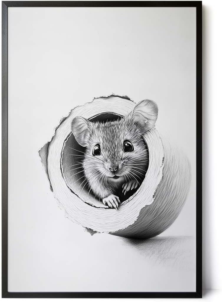 Paul Sinus Poster/Leinwandbild/Rahmenoption Lustiges Mausbild – Witzige Klo-Deko fürs Gäste-WC – Perfekt für Tierfreunde