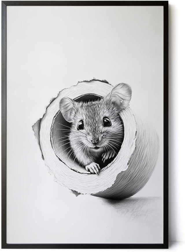 Paul Sinus Poster/Leinwandbild/Rahmenoption Lustiges Mausbild – Witzige Klo-Deko fürs Gäste-WC – Perfekt für Tierfreunde